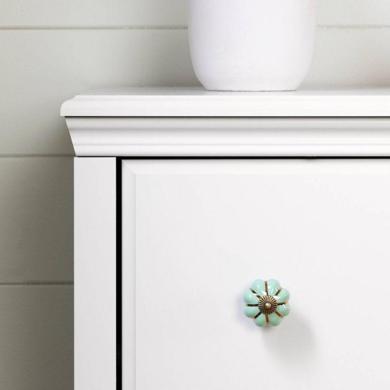 Bohemian Pure White 3-Drawer Dresser with Wicker Baskets