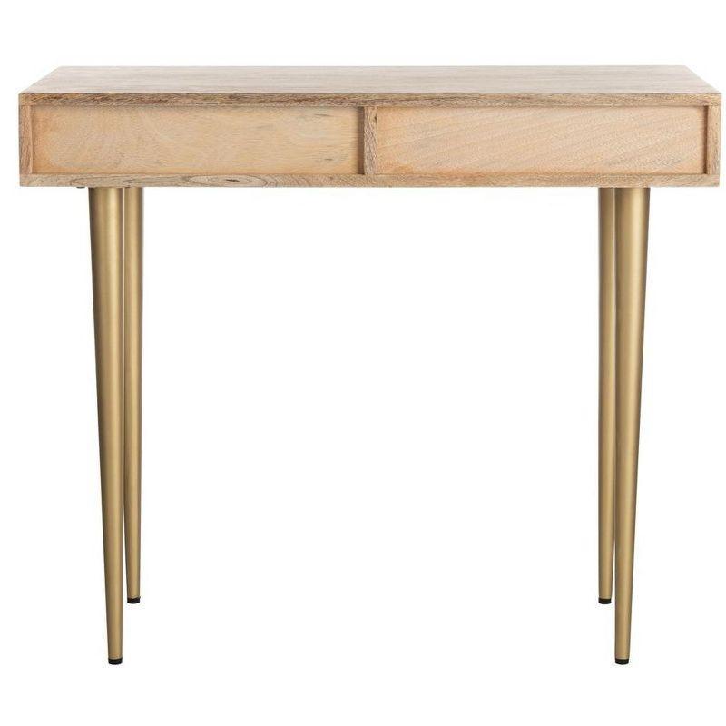 Leni Desk - Natural/Grey Concrete/Brass Legs - Safavieh