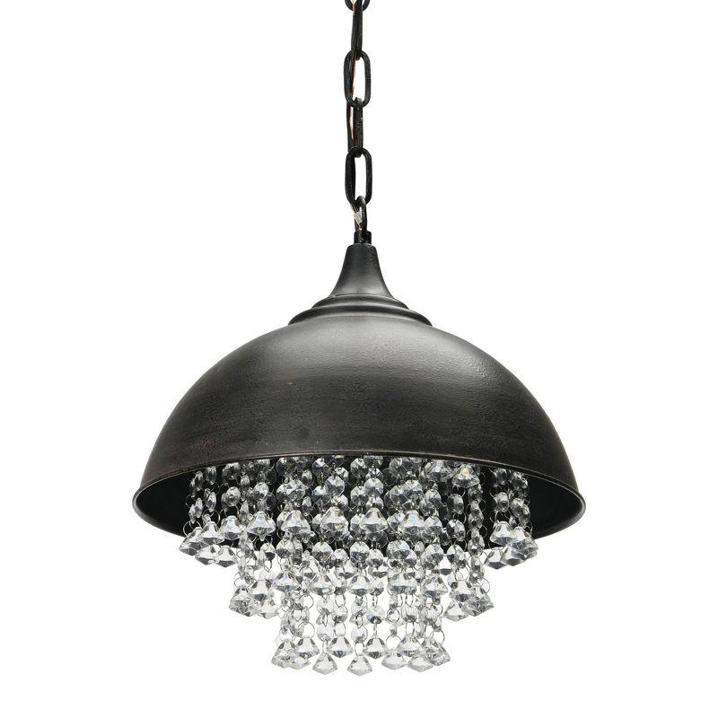 13.25" x 15" Metal Chandelier with Crystals Black - Storied Home