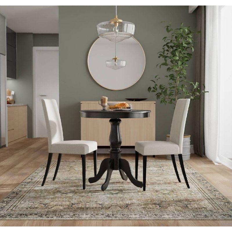 Carolina Living 30" Salem Round Pedestal Bar Table Antique Black: Scandinavian Style, MDF & Rubberwood