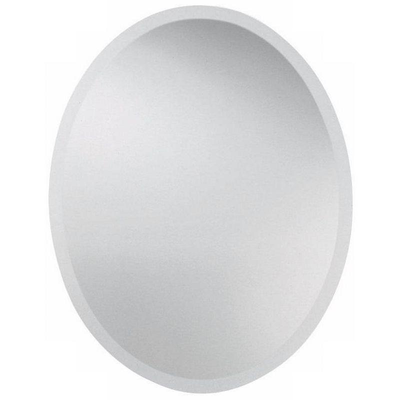 Sleek Frameless Oval Vanity Wall Mirror with Polished Edges, 22" Wide
