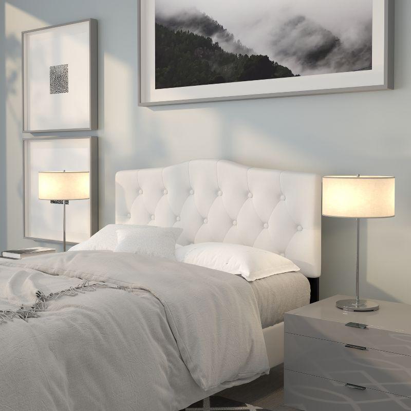 Elegant Full-Size White Tufted Upholstered Headboard