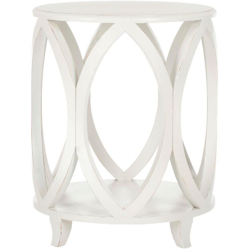 20'' Transitional Round Wood Accent Table in Off White