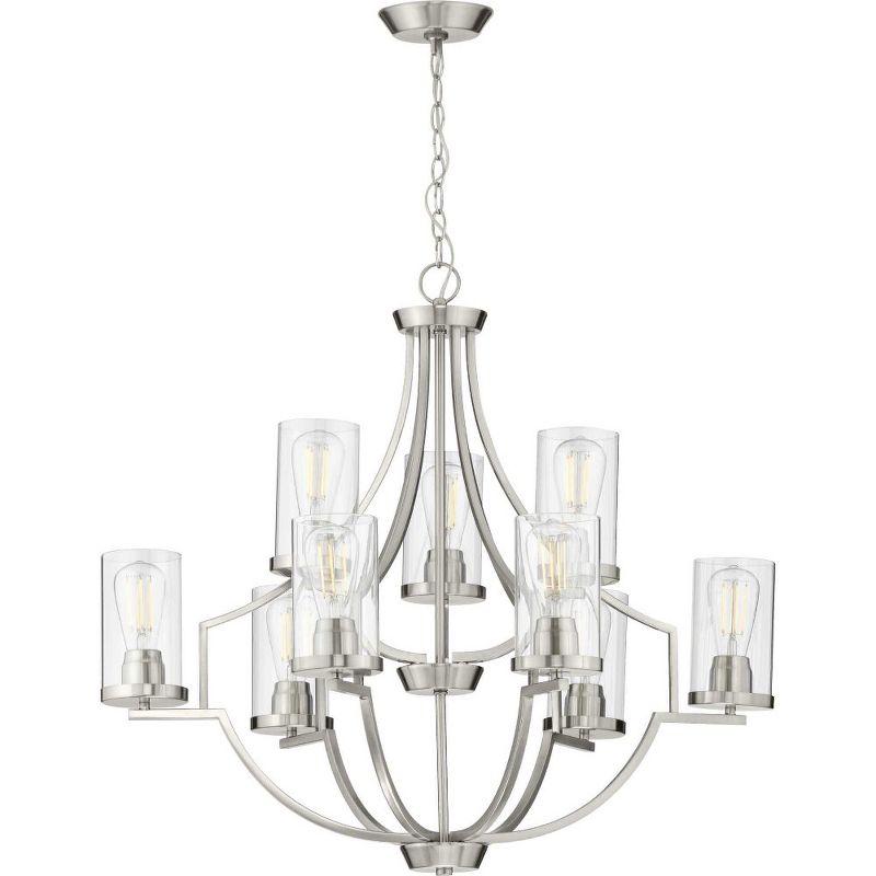 Lassiter 9-Light Modern Traditional Chandelier in Brushed Nickel with Clear Glass