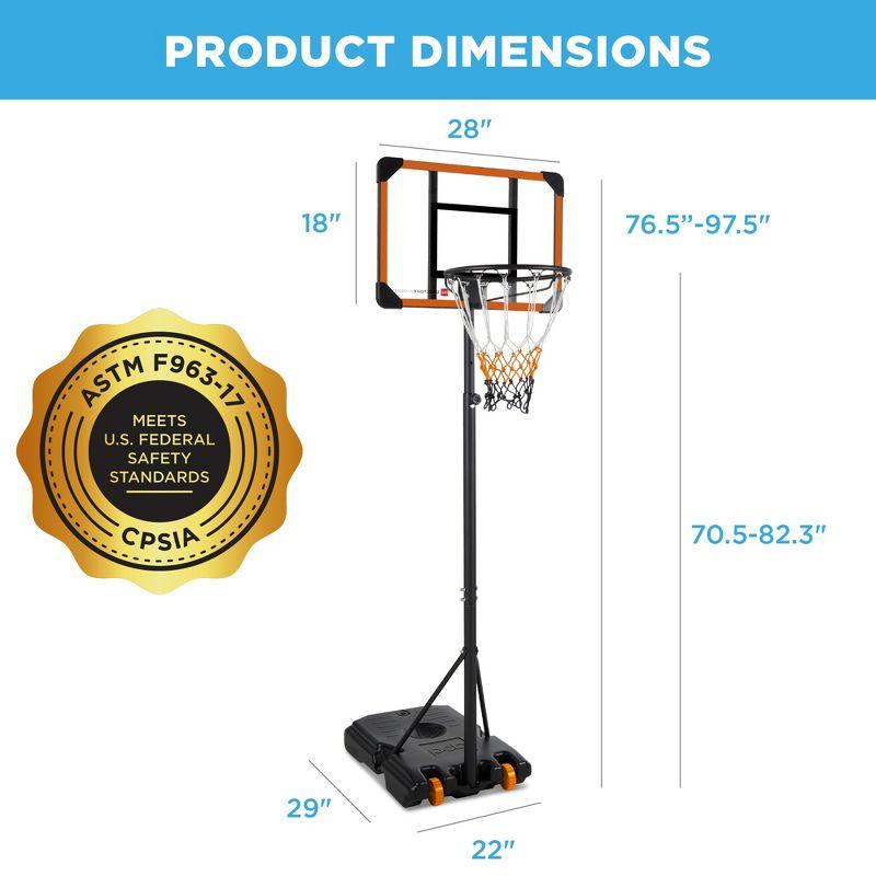 Best Choice Products Kids Height-Adjustable Basketball Hoop, Portable Game w/ 2 Wheels, Square Backboard