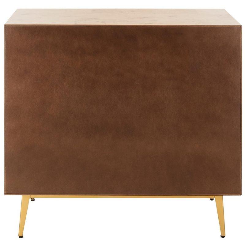 Katia 32" Natural Wood and Gold 3-Drawer Chest