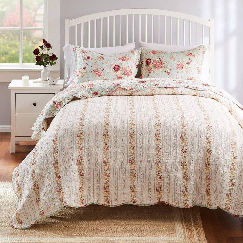 Antique Rose Cotton Reversible Quilt Set