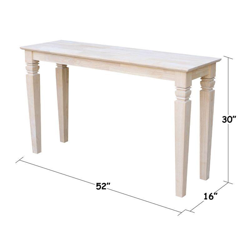 International Concepts Java Console Table : Farmhouse Style, Unfinished Hardwood, Entryway Table, Spot Clean