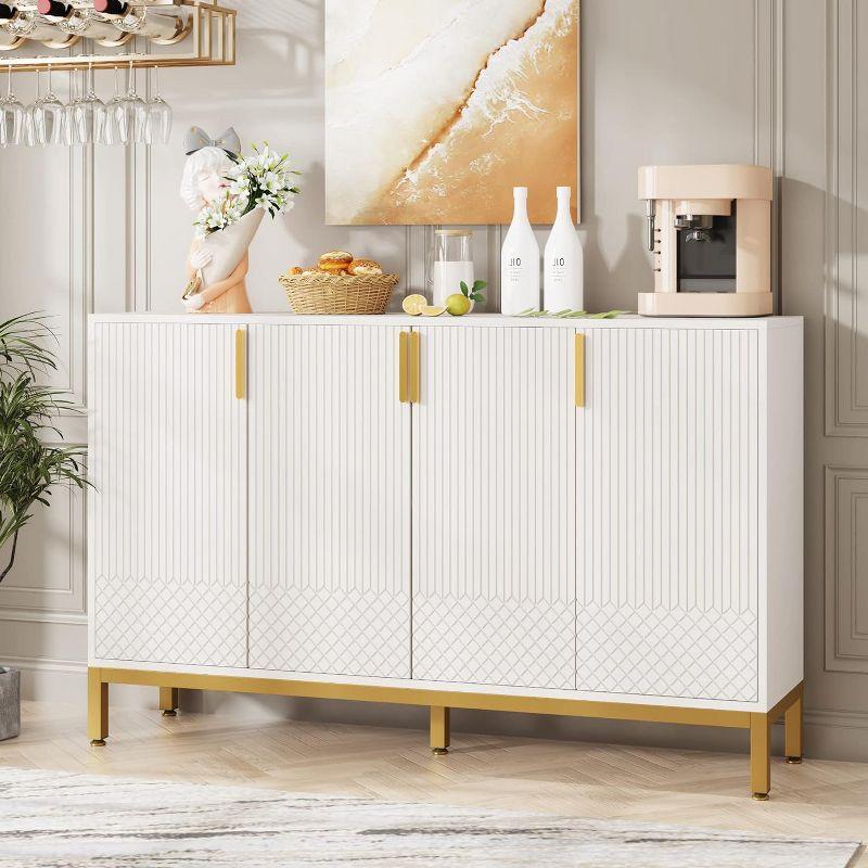 Hommoo Modern Sideboard Buffet, 59" Luxury Buffet Storage Cabinet with 4 Doors