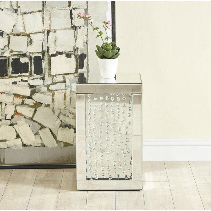 12" Clear Mirrored Crystal Diamond Square End Table