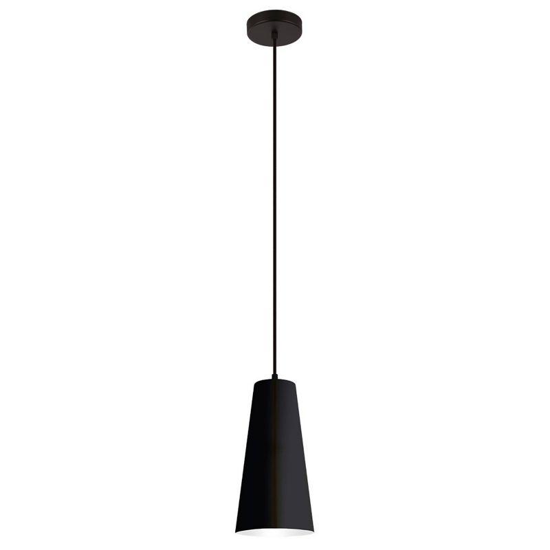 1-Light Pratella Mini Pendant Structured Black Finish with Shade - EGLO: Adjustable, Vintage Style Cone-Shaped Ceiling Light