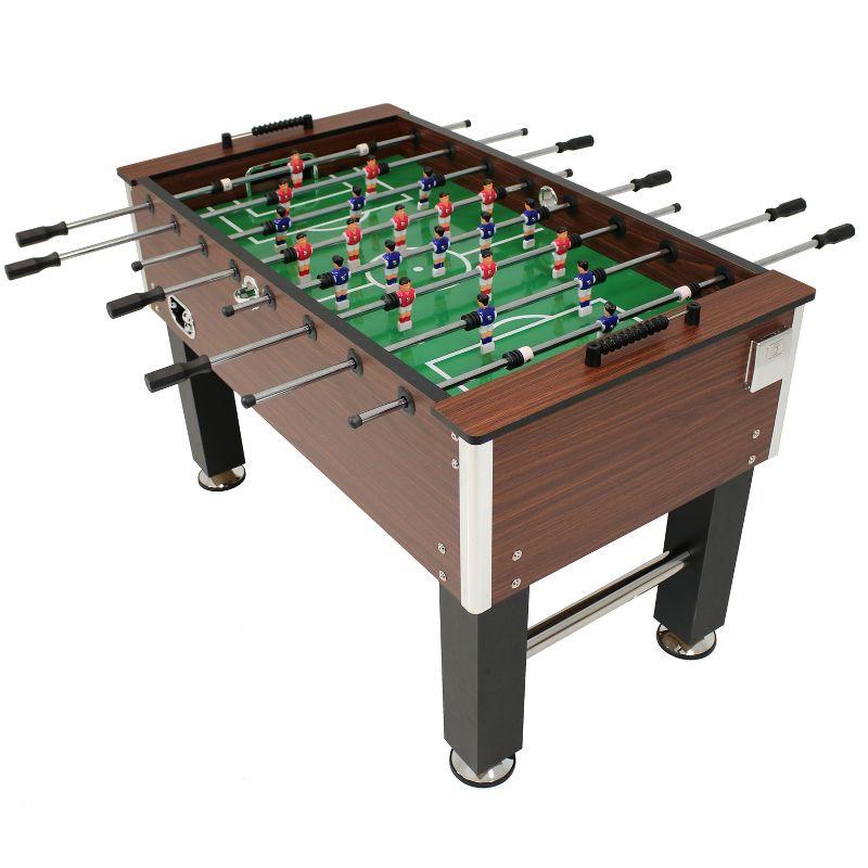 Sunnydaze 55-Inch Brown Faux Wood Foosball Table with Drink Holders