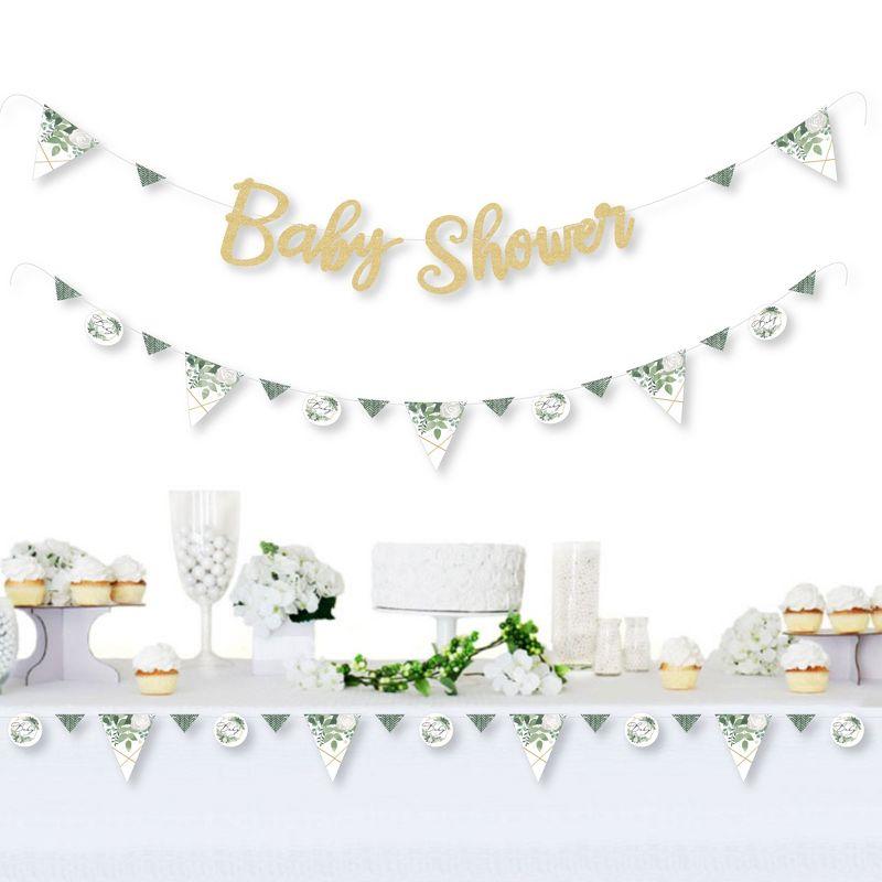 Big Dot of Happiness Boho Botanical Baby - Greenery Letter Decoration - 36 Banner Cutouts and No-Mess Real Gold Glitter Welcome Baby Banner Letters