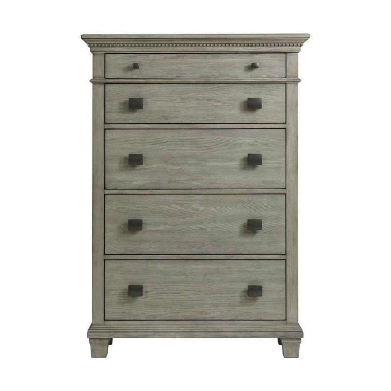 Transitional Gray 5-Drawer Chest with Dovetail and Felt-Lined Drawers