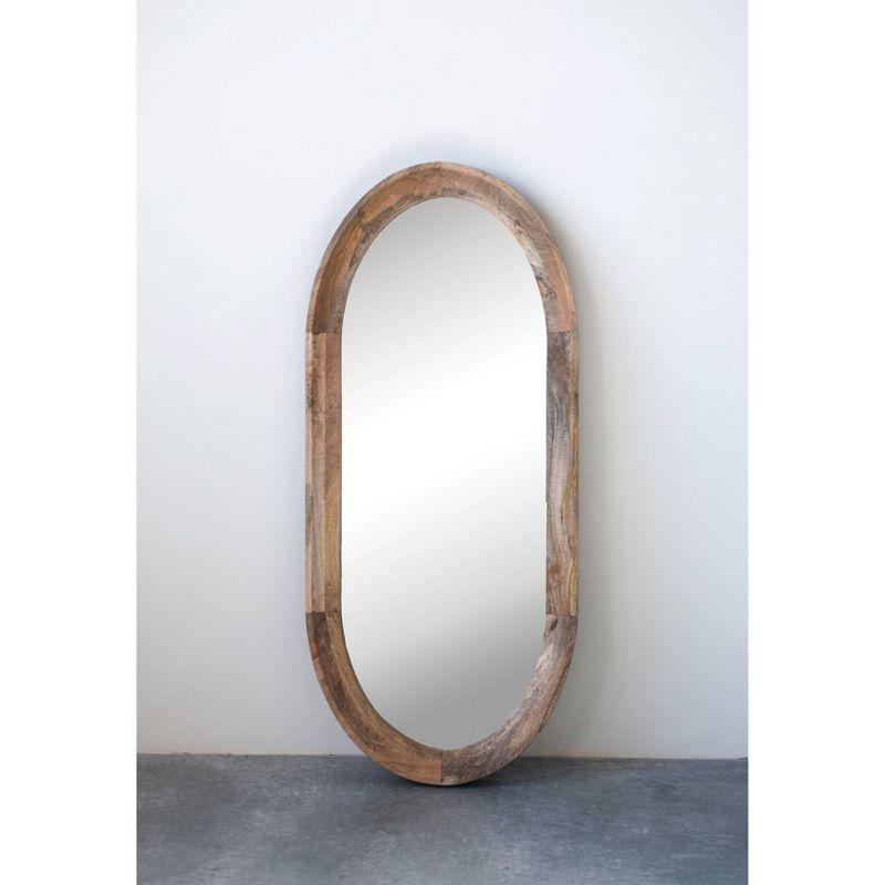 Natural Light Wood Oval Wall Mirror