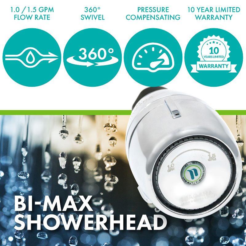 Niagara Conservation Bi-Max 1-Spray with 1.0-1.5 GPM 2.125 in. Wall Mount Adjustable Fixed Shower Head - Chrome