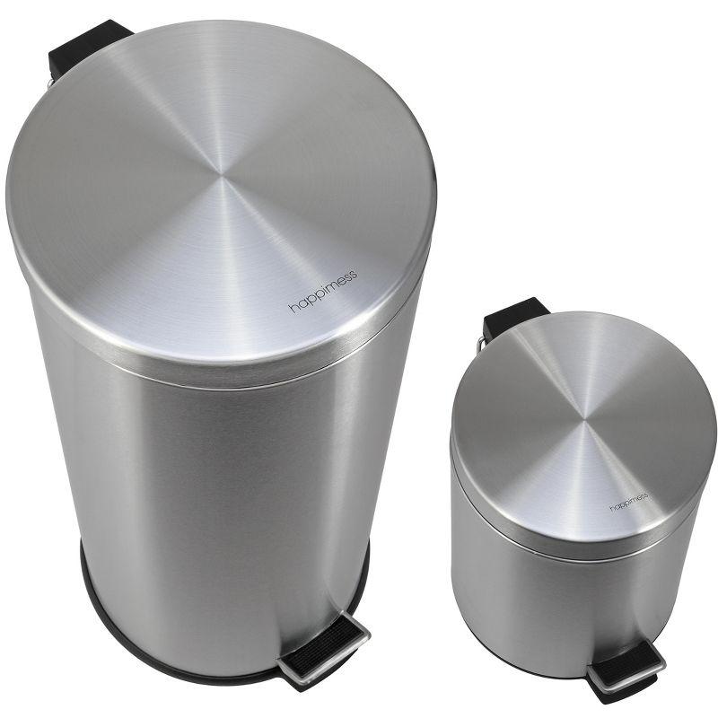 happimess Oscar 8-Gallon Step-Open Trash Can with FREE Mini Trash Can, Stainless Steel