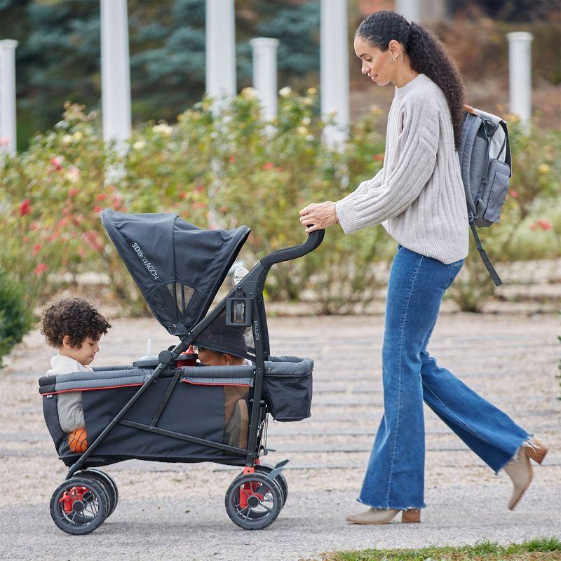 Black Double All-Terrain Steel Frame Wagon Stroller