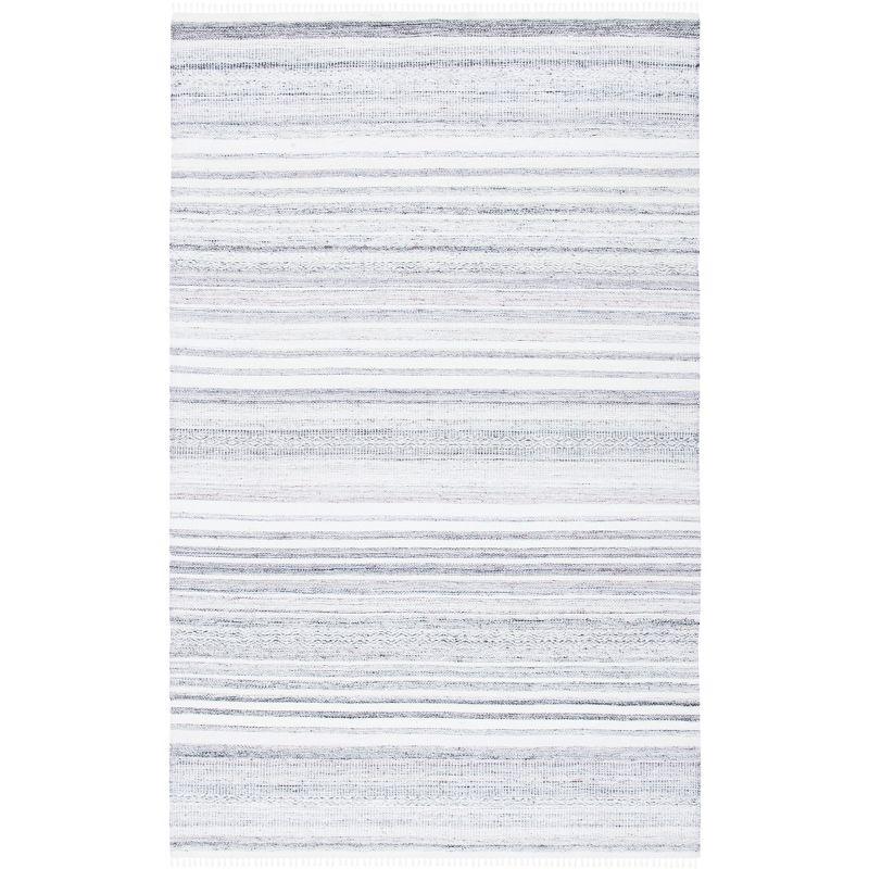 Ivory and Light Gray Handwoven Synthetic Area Rug 8' x 10'