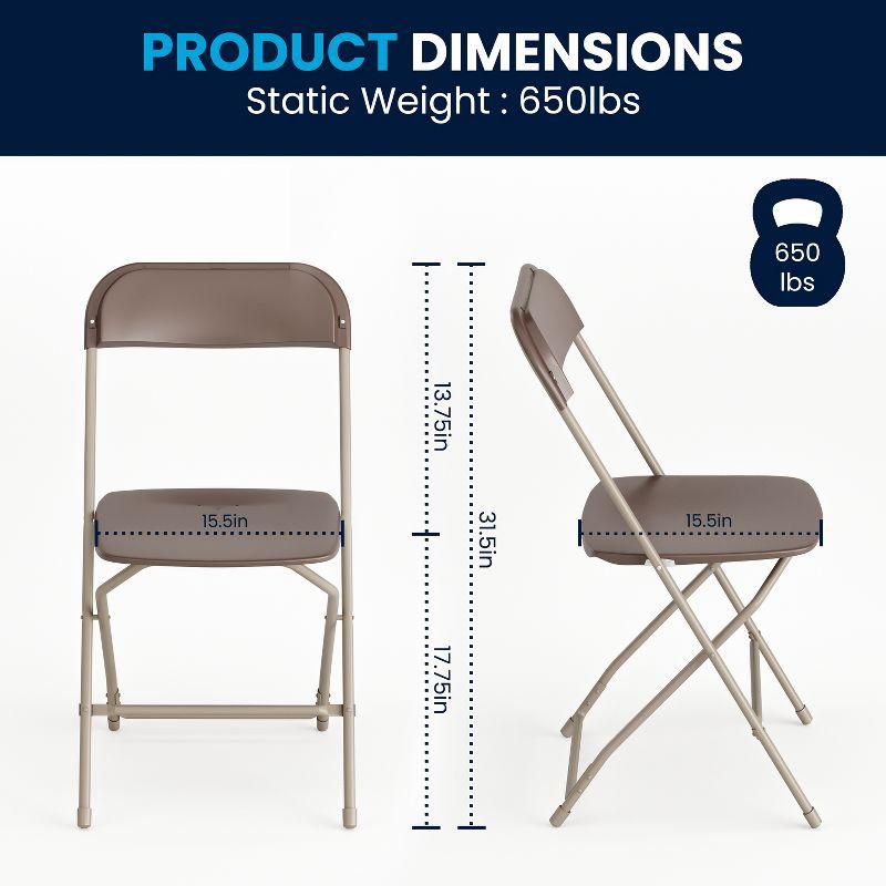 Flash Furniture Hercules Series Plastic Folding Chair Brown - 2 Pack 650LB Weight Capacity Comfortable Event Chair-Lightweight Folding Chair