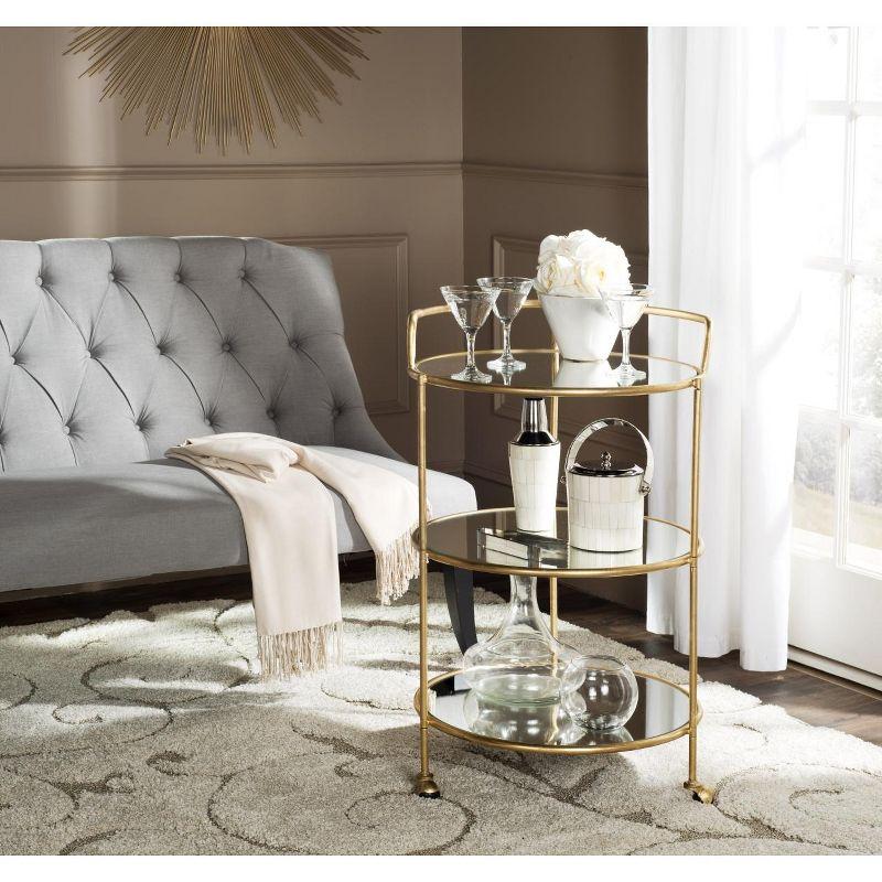 Dulcinea Bar Cart - FOX2554B - Gold/Mirror - Safavieh