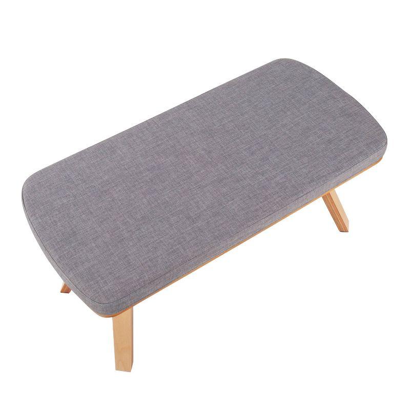 42'' Folia Natural Wood Bench with Light Gray Cushion Seat