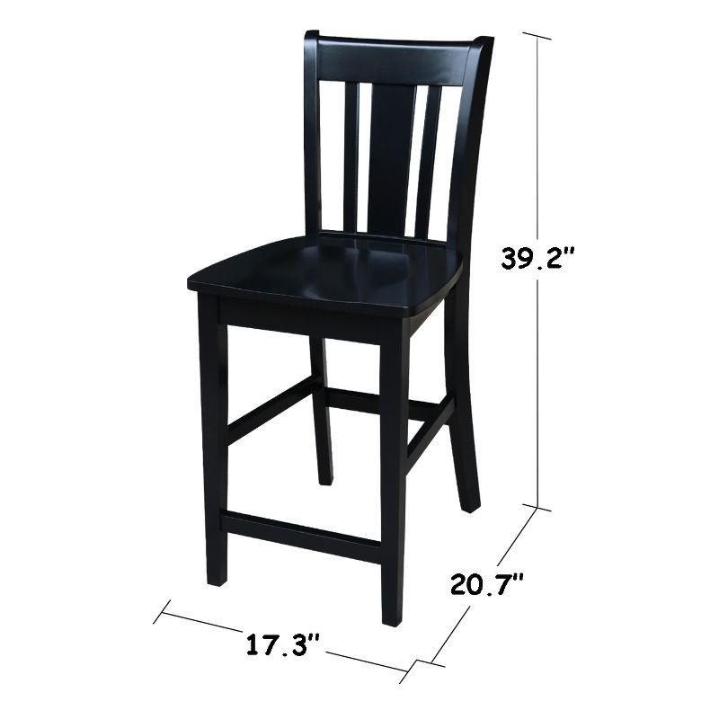 24" San Remo Counter Height Barstool Black - International Concepts: Solid Wood, Traditional Square Design, Durable Parawood