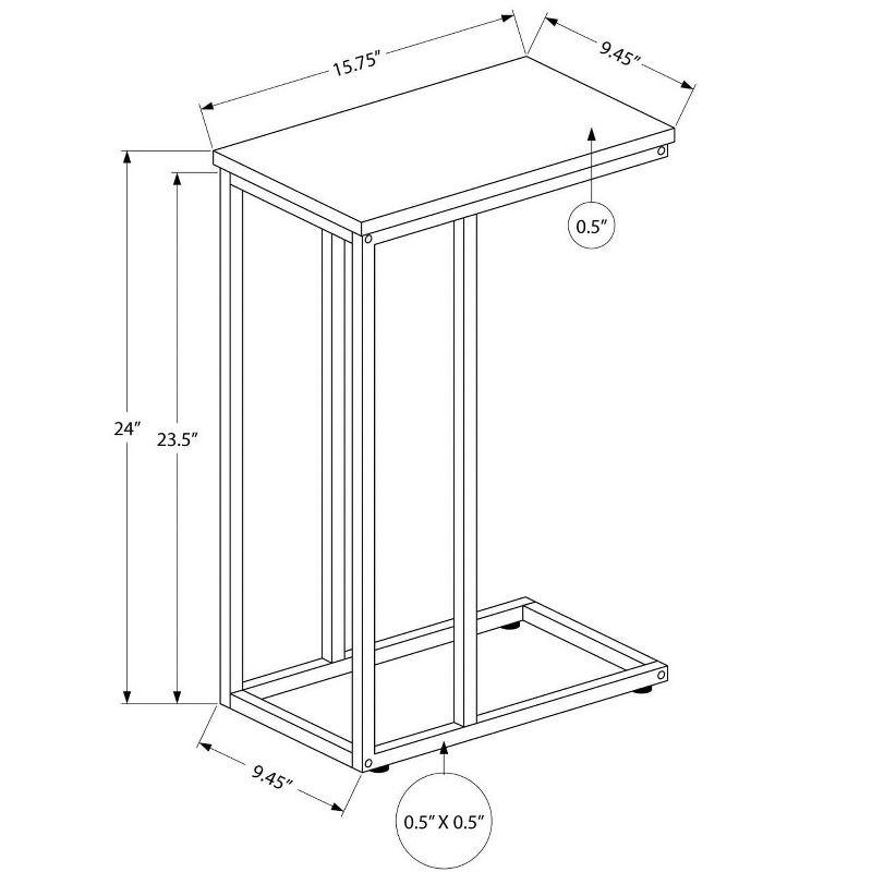 Monarch Specialties Accent Table, C-shaped, End, Side, Snack, Living Room, Bedroom, Brown Laminate, Black Metal, Contemporary, Modern