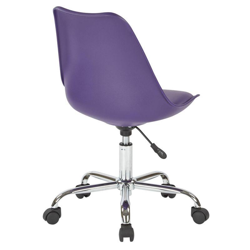Emerson Office Chair with Pneumatic Chrome Base Purple - OSP Home Furnishings: Swivel, Armless, Adjustable Height