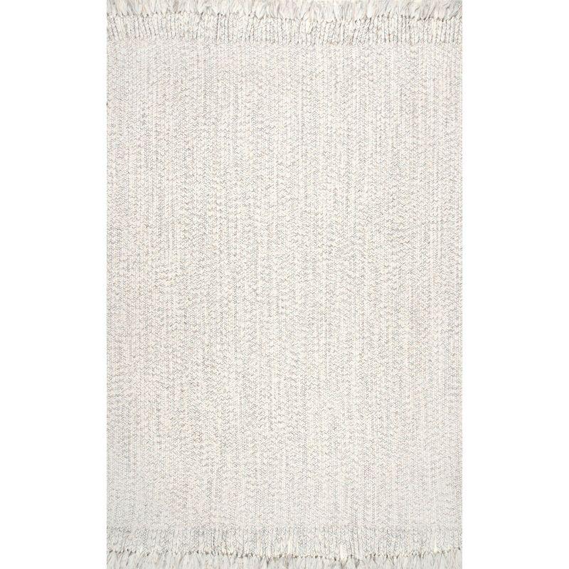 Nuloom Braided Courtney Tassel Indoor/Outdoor Area Rug, Square 6', Ivory