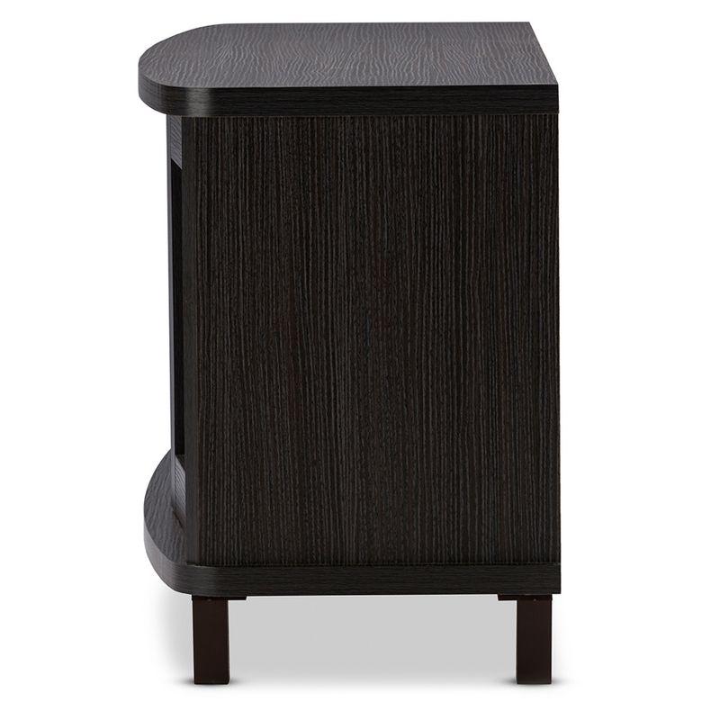 Walda Wood Cabinet with 2 Sliding Doors and 1 Drawer TV Stand for TVs up to 60" Dark Brown/Gray - Baxton Studio