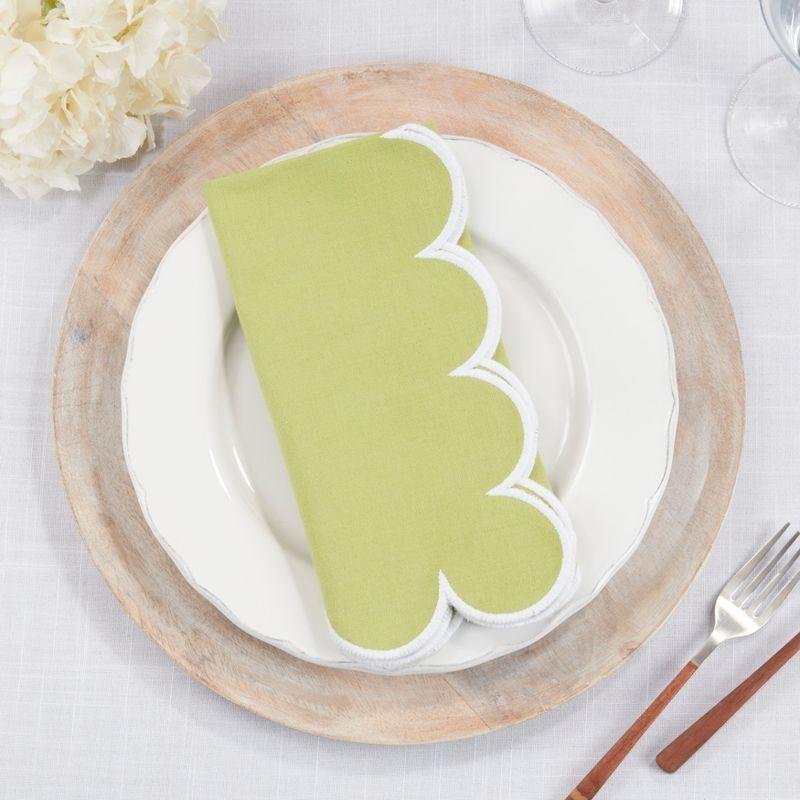 Saro Lifestyle Scalloped Hem Napkin (Set of 4), Green, 20"x20"