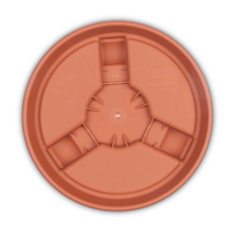 13.86" Plant Stand Caddy with Wheels and Saucer Tray Terracotta - Bloem