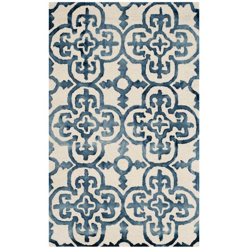 Ivory and Navy Hand-Tufted Wool Area Rug