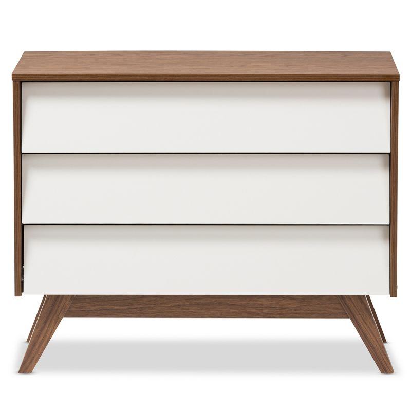 Hildon Mid-Century Modern Wood 3 Drawer Storage Chest Brown - Baxton Studio: Walnut Finish, Retro Design
