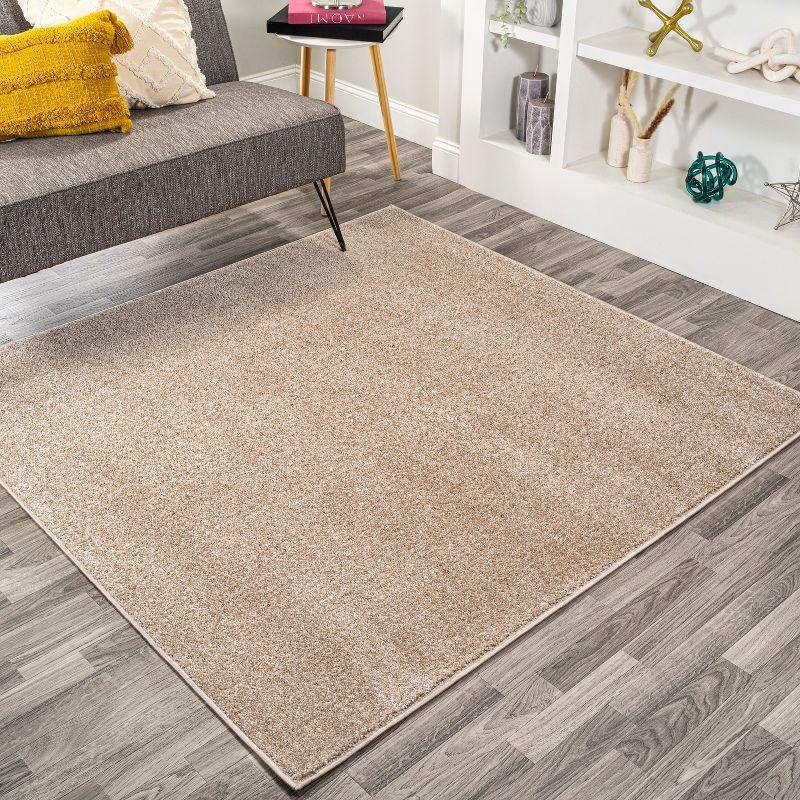 Beige Synthetic 9' Square Low-Pile Area Rug