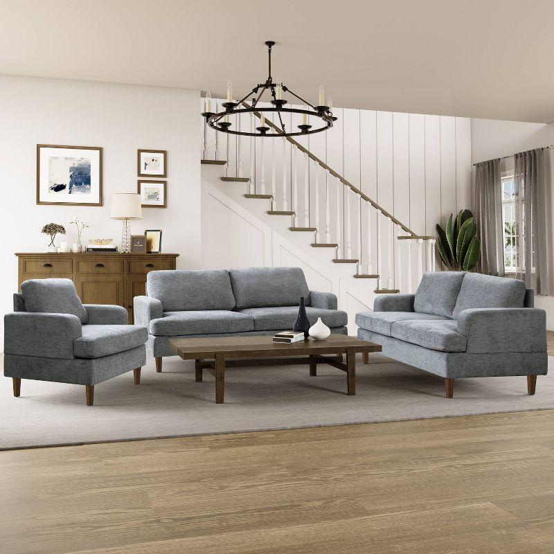 Gray Fabric Lawson Loveseat with Natural Wood Legs