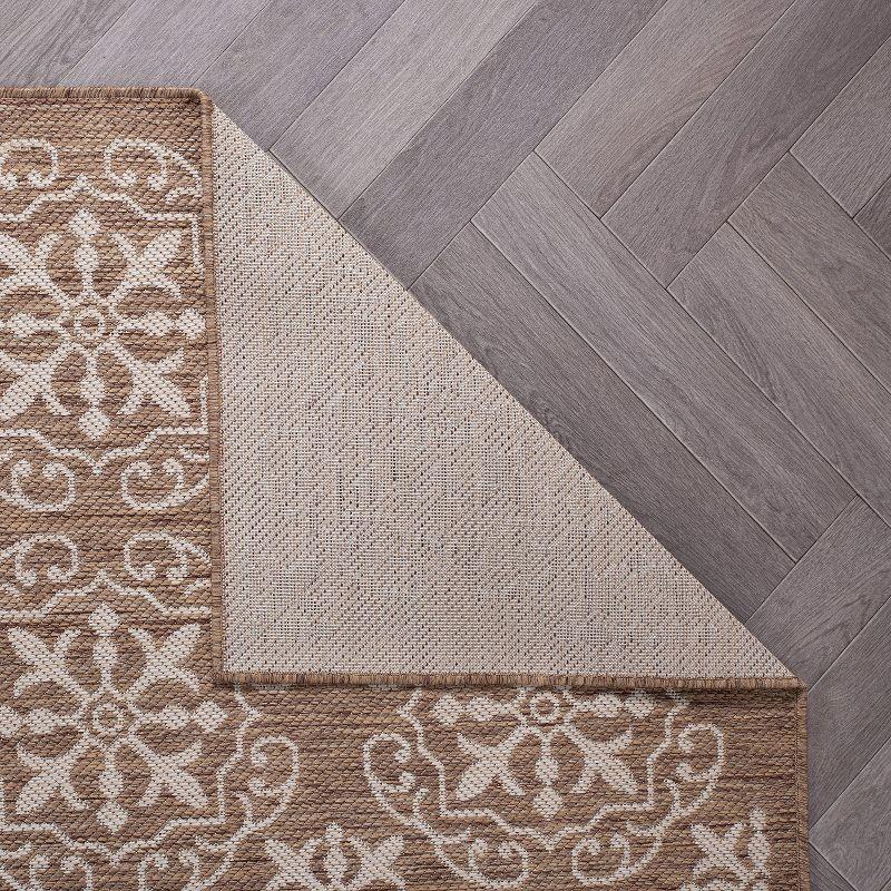 World Rug Gallery Transitional Geometric Textured Flat Weave Indoor/Outdoor Area Rug - BROWN 5' X 7'