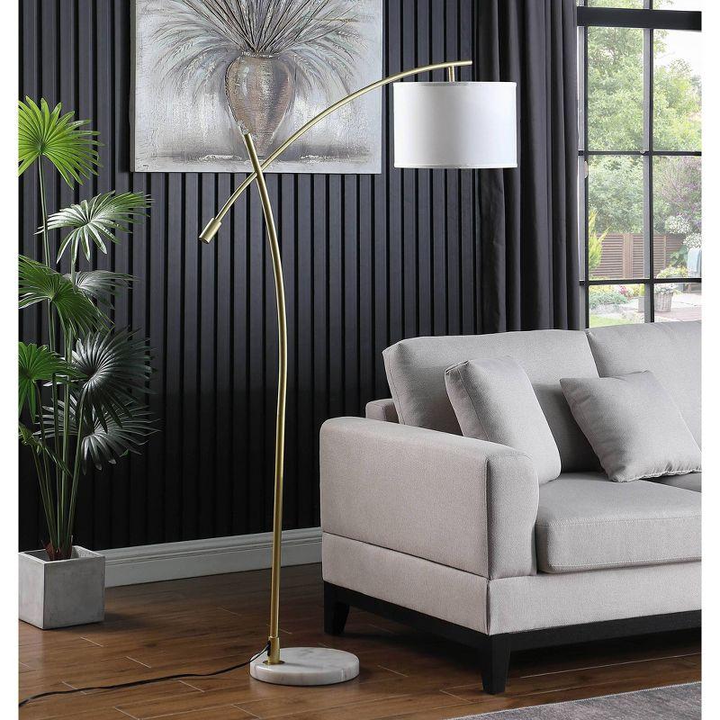 65" Oscar Pendulum Style on Marble Base Metal Floor Lamp White - Ore International: Adjustable, Task Lighting