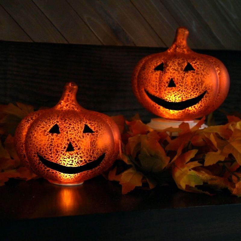 Mr. Halloween Mercury Glass LED Jack-O-Lantern Lights - 6" - Set of 2