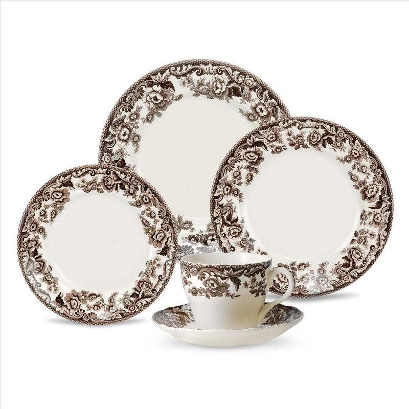 Spode Delamere Brown Floral 5-Piece Ceramic Place Setting