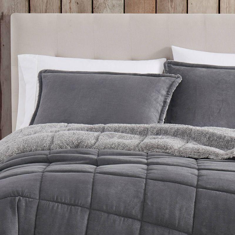 Full Gray Reversible Cotton Down Alternative Comforter Set