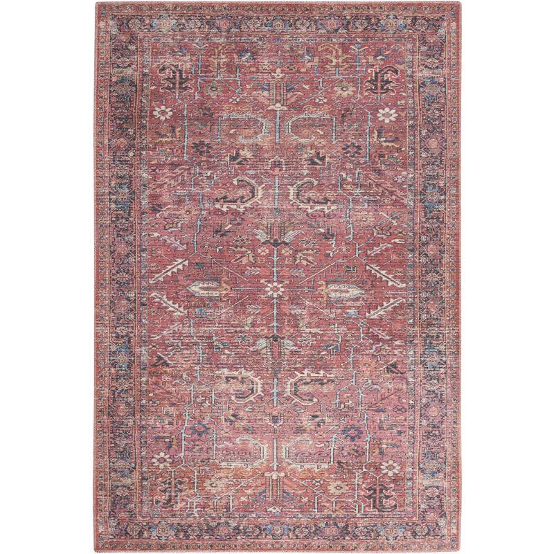 Bungalow Rose Machine Washable Oriental Red Area Rug