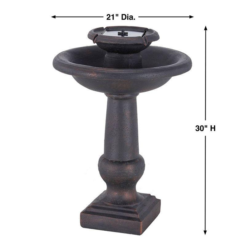 Smart Solar 30.5"  Chatsworth intelliSOLAR 2-Tiered Fountain with Remote - Bronze