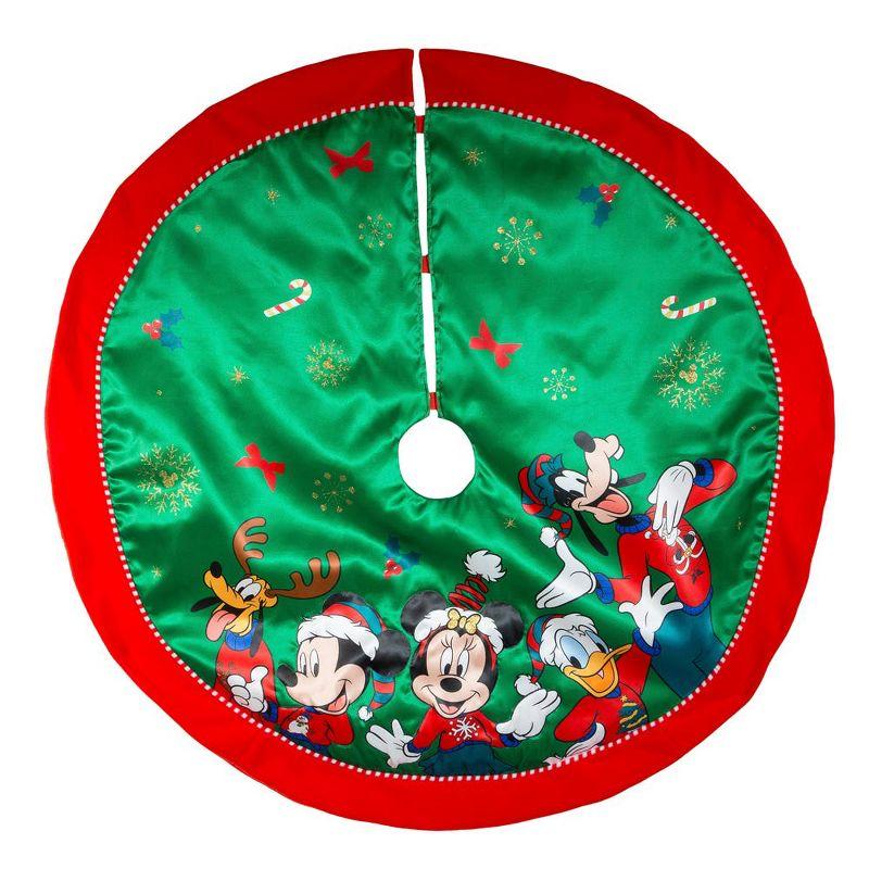 48-Inch Green and Red Mickey and Friends Christmas Tree Skirt