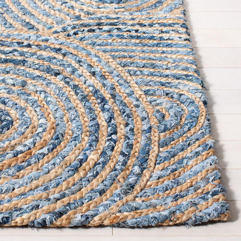 Boho-Chic Blue Abstract Handmade Flat Woven 8' x 10' Area Rug