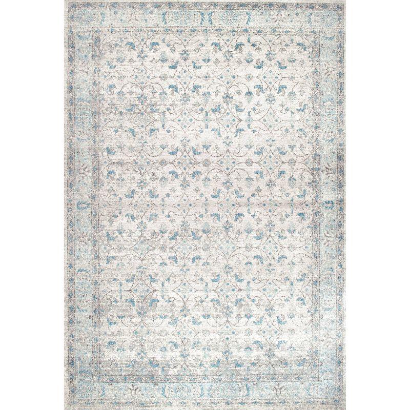 8'x10' Vintage Rio Area Rug Aqua- nuLOOM: Shabby Chic, Stain-Resistant, Low Pile, Machine Made, Indoor Use