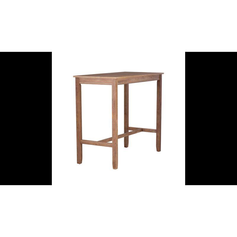 Rustic Brown and Gray Acacia Bistro Bar Set with Silver Accents