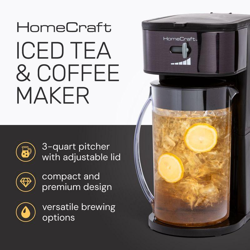HomeCraft HCIT3BS 3-Quart Black Stainless Steel Café' Ice Iced Coffee and Tea Brewing System