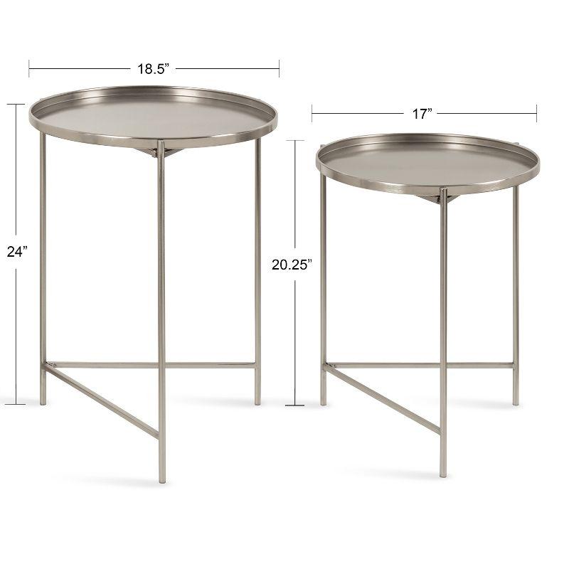 Kate and Laurel Ulani Round Metal Nesting Table, 2 Piece, Silver